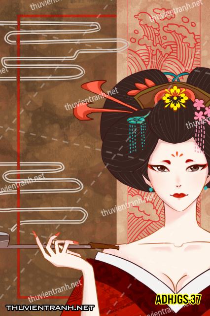 Tranh dán tường Cô gái  Nhật Bản mặc kimono, tranh minh họa cô gái Nhật Bản xưa -ADHJGS-37 - Kết quả tìm kiếm tranh tường